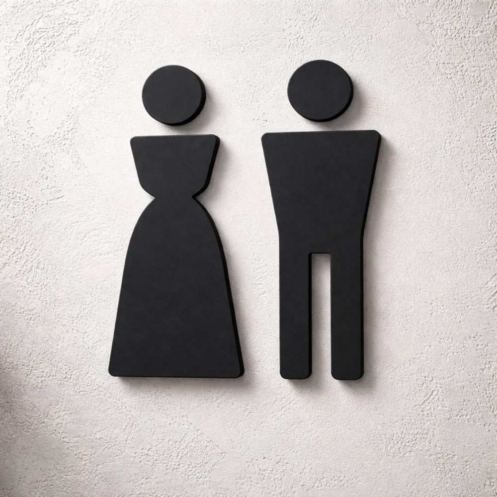 Home Office Icon - Minimalist 3D Printed Male Female Restroom