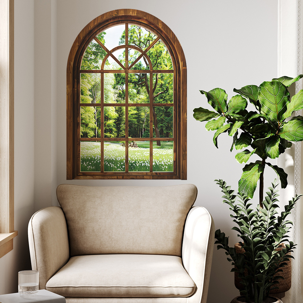 Home Office Windows - Fake Window Wall Stickers Plants Removable