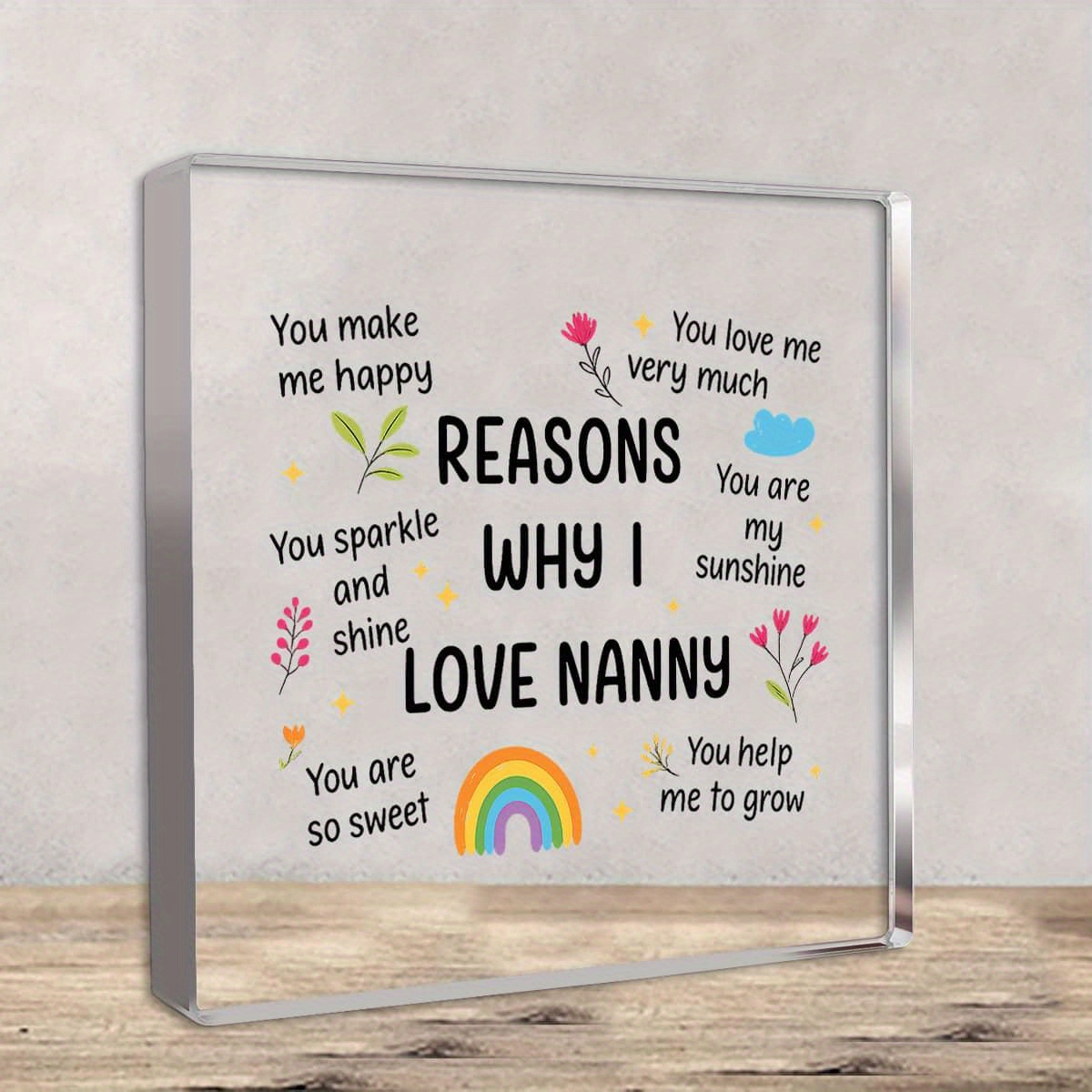 Home Office Quotes - Nanny Gifts Boho Floral Rainbow Frame,