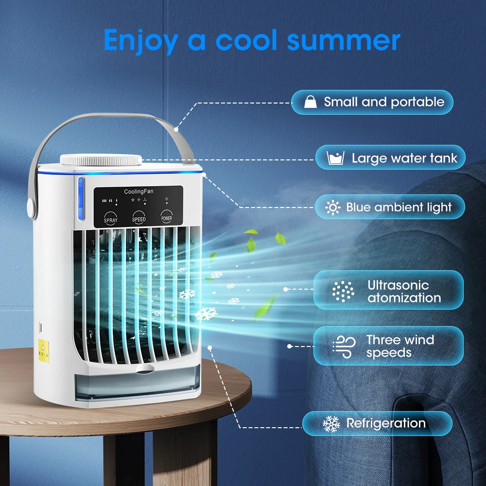 Home Office Gadgets - Mini Air Cooler Portable Desk Fan