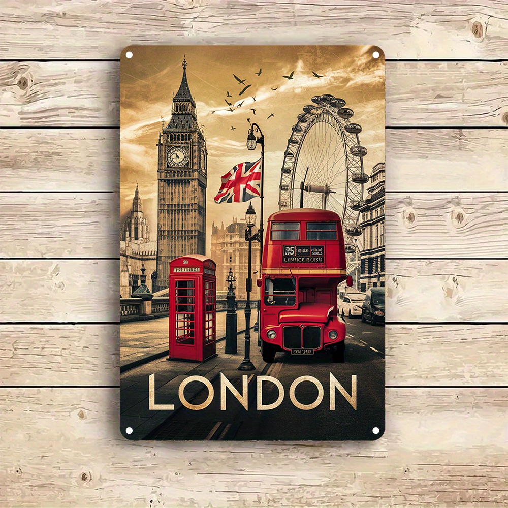 Home Office Icon - Vintage London Aluminum Wall Art Sign