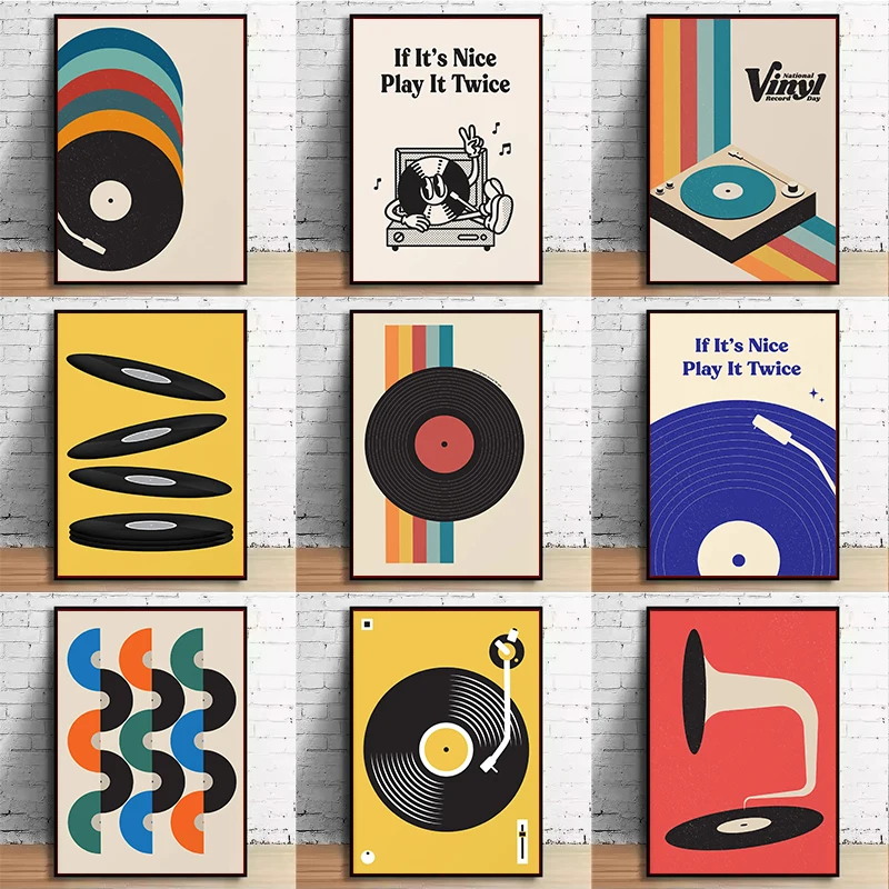 Home Office Youtube - Mid Century Vinyl Record Canvas Wall