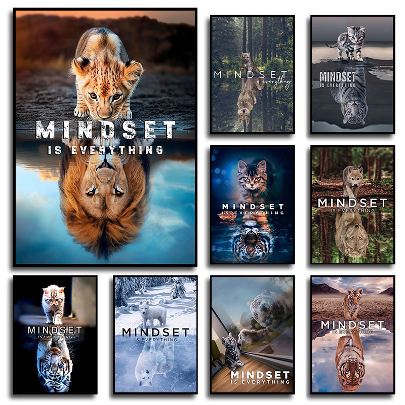 Home Office Quotes - Lion Tiger Cub Motivational Wall Art