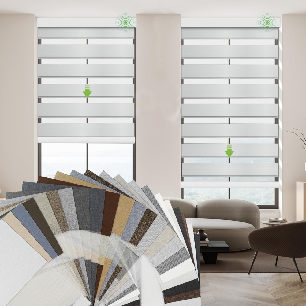 Home Office Google - Motorized Zebra Blinds with Remote Control