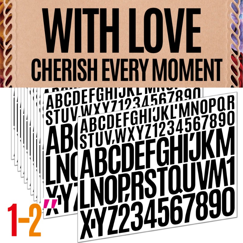 Letter Tray Desk - 1+2 Inch Mixed Alphabet Number Stickers