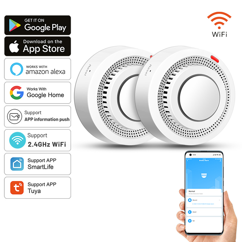 Home Office Google - 2 Pack Tuya Smart WiFi Smoke