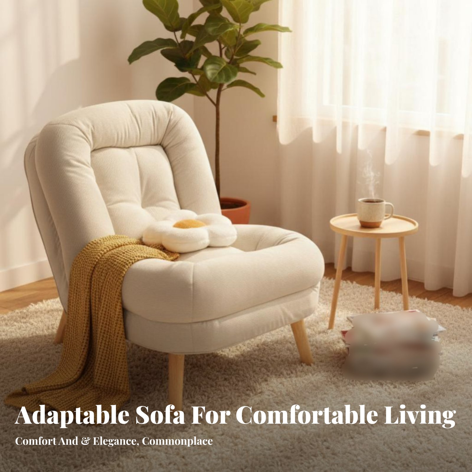 Home Office Sofa - Plush Cocoon Chair Soft and Comfortable