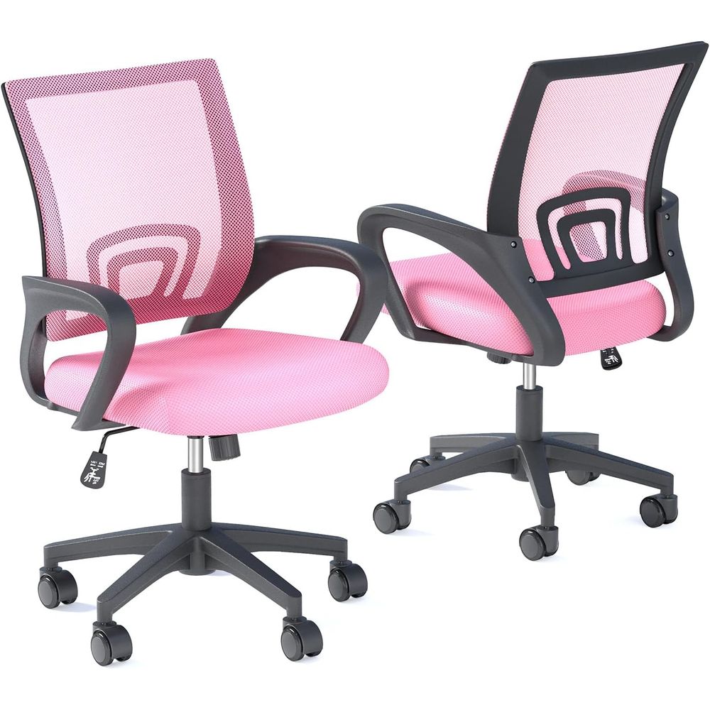 Home Office Chair - Pink Ergonomic Mesh Office Chair Set