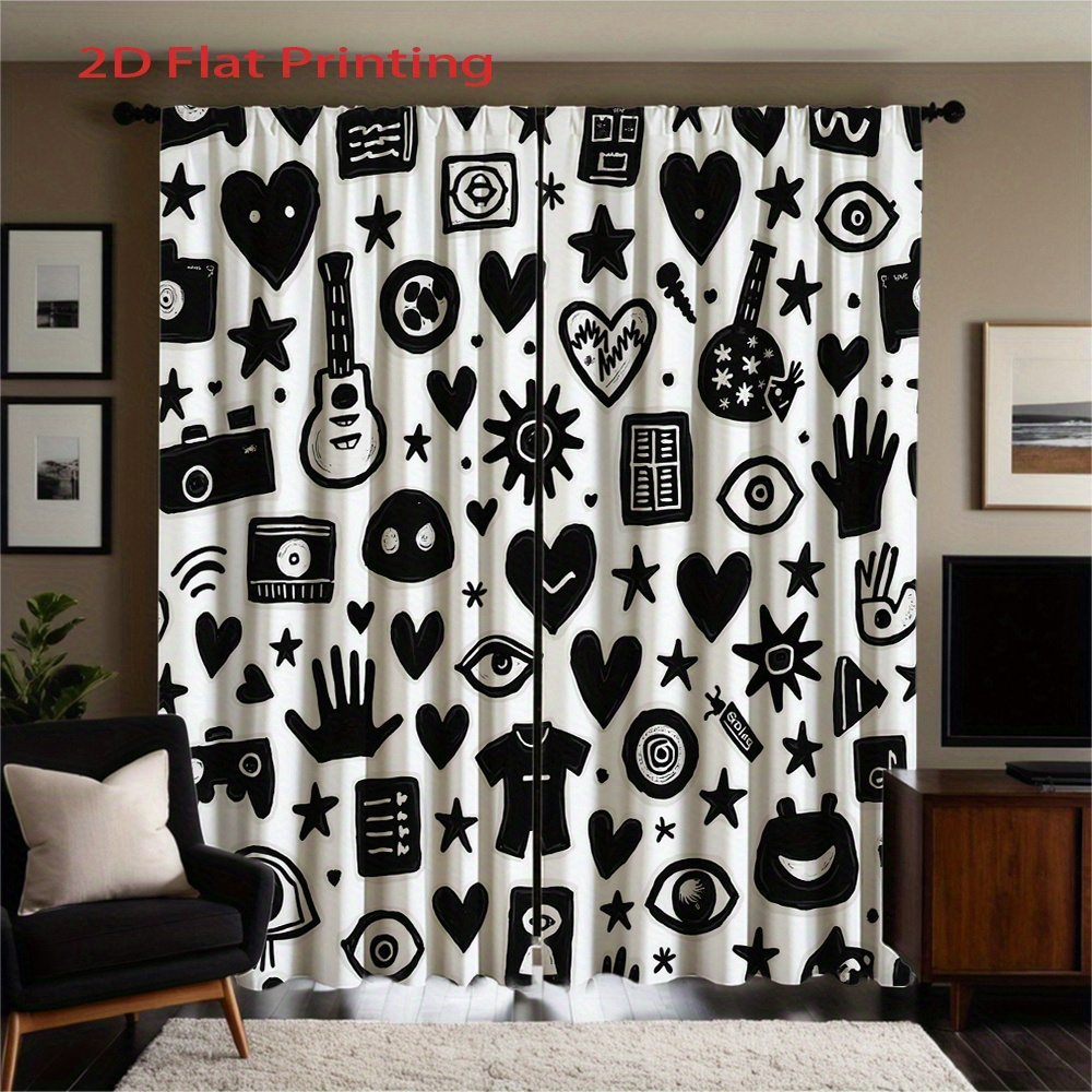 Graffiti Art Curtains 2pcs – B - Home Office Icon 评论和价格