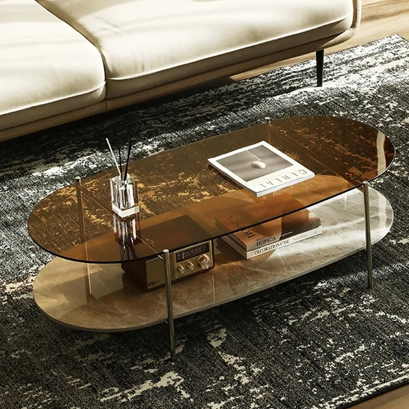 -Glass Coffee Table, 2-Tier Mo - Home Office Quotes 评论和价格