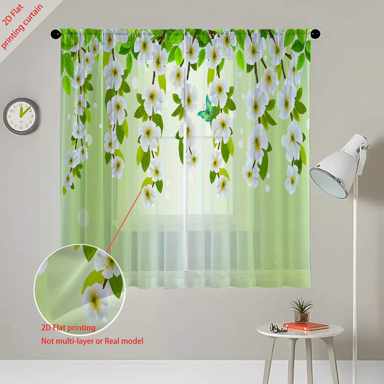 Printed transparent gauze curt - Home Office Youtube 评论和价格