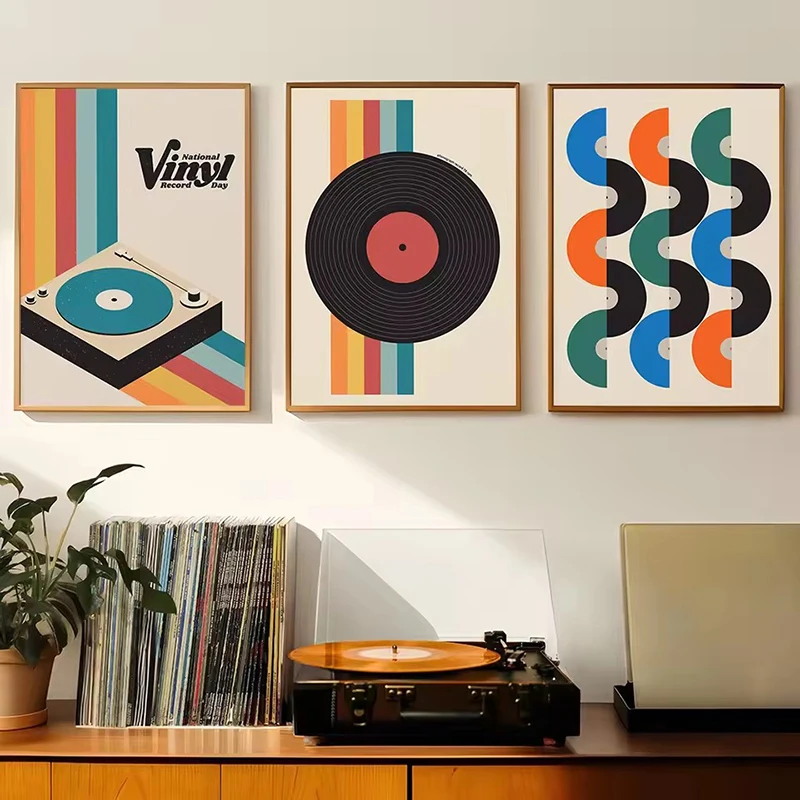 Mid Century Vinyl Record Canva - Home Office Youtube 评论和价格