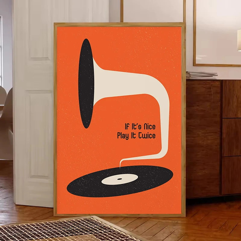 Mid Century Vinyl Record Canva - Home Office Youtube 评论和价格