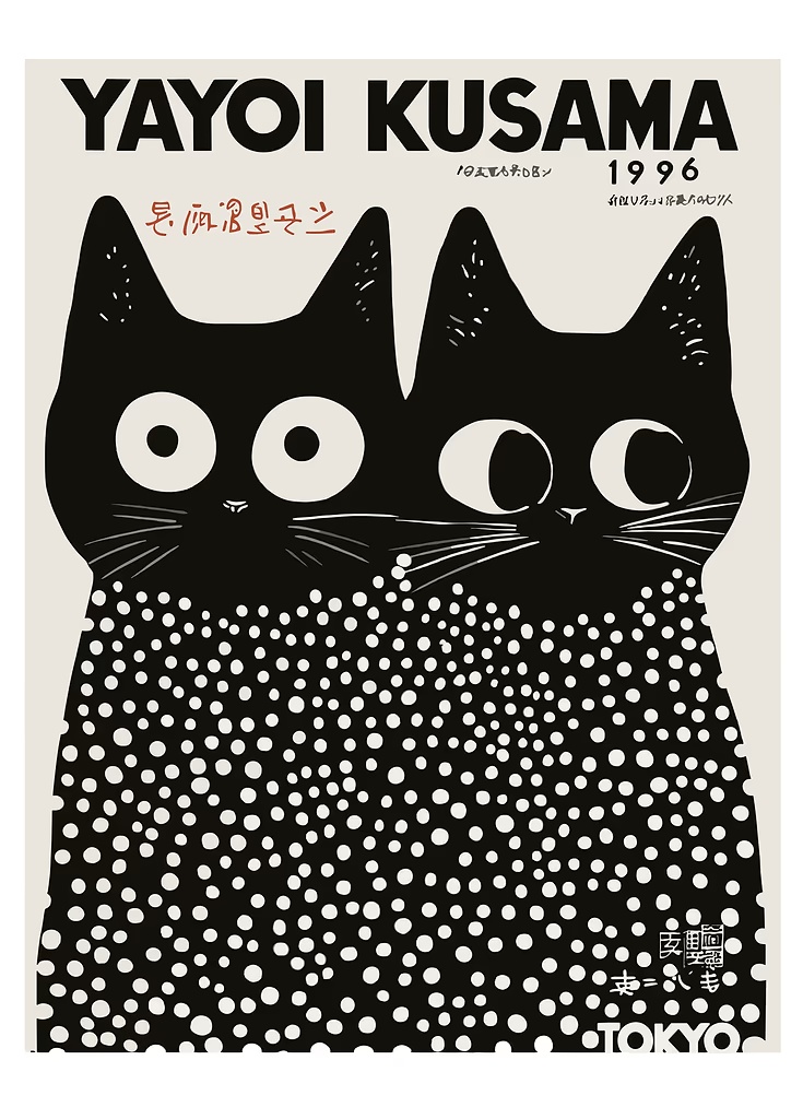 Yayoi Kusama Black Cats Series - Home Office Youtube 评论和价格