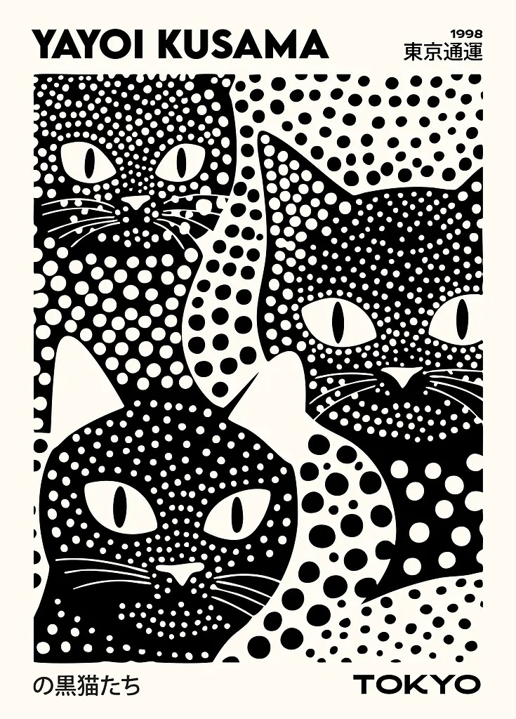 Yayoi Kusama Black Cats Series - Home Office Youtube 评论和价格