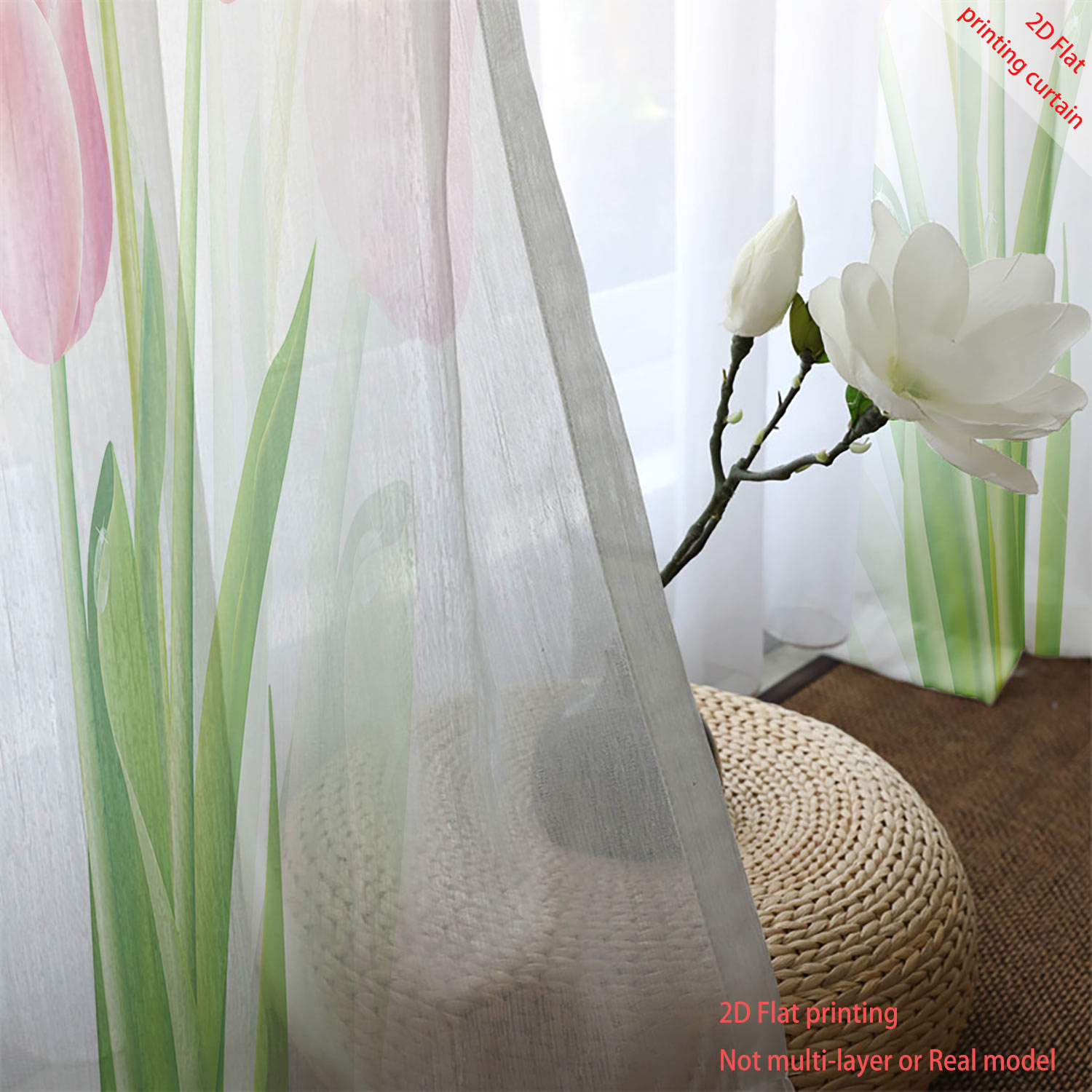 Pink tulip print transparent g - Home Office Youtube 评论和价格