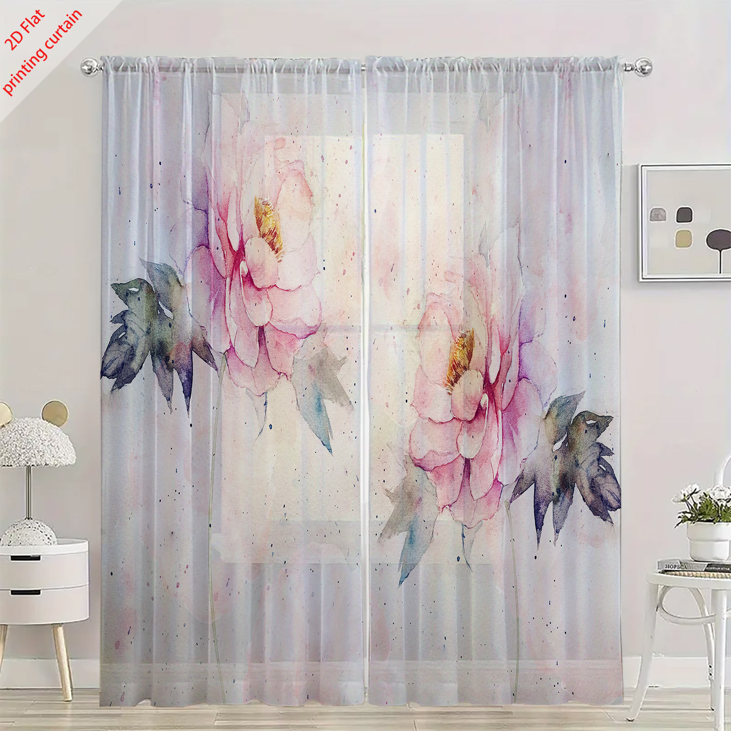 Pink tulip print transparent g - Home Office Youtube 评论和价格