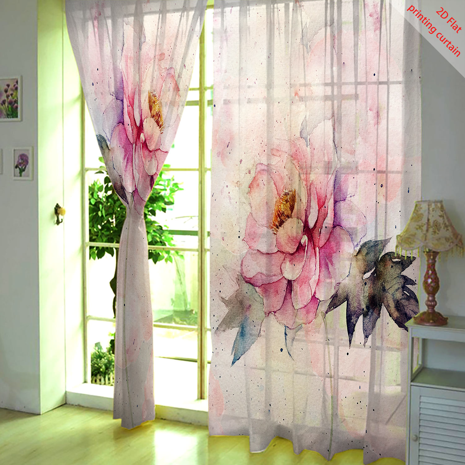 Pink tulip print transparent g - Home Office Youtube 评论和价格
