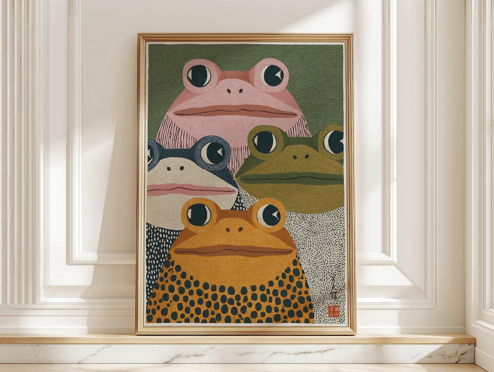 Modern Japanese Frog Art Print - Home Office Youtube 评论和价格