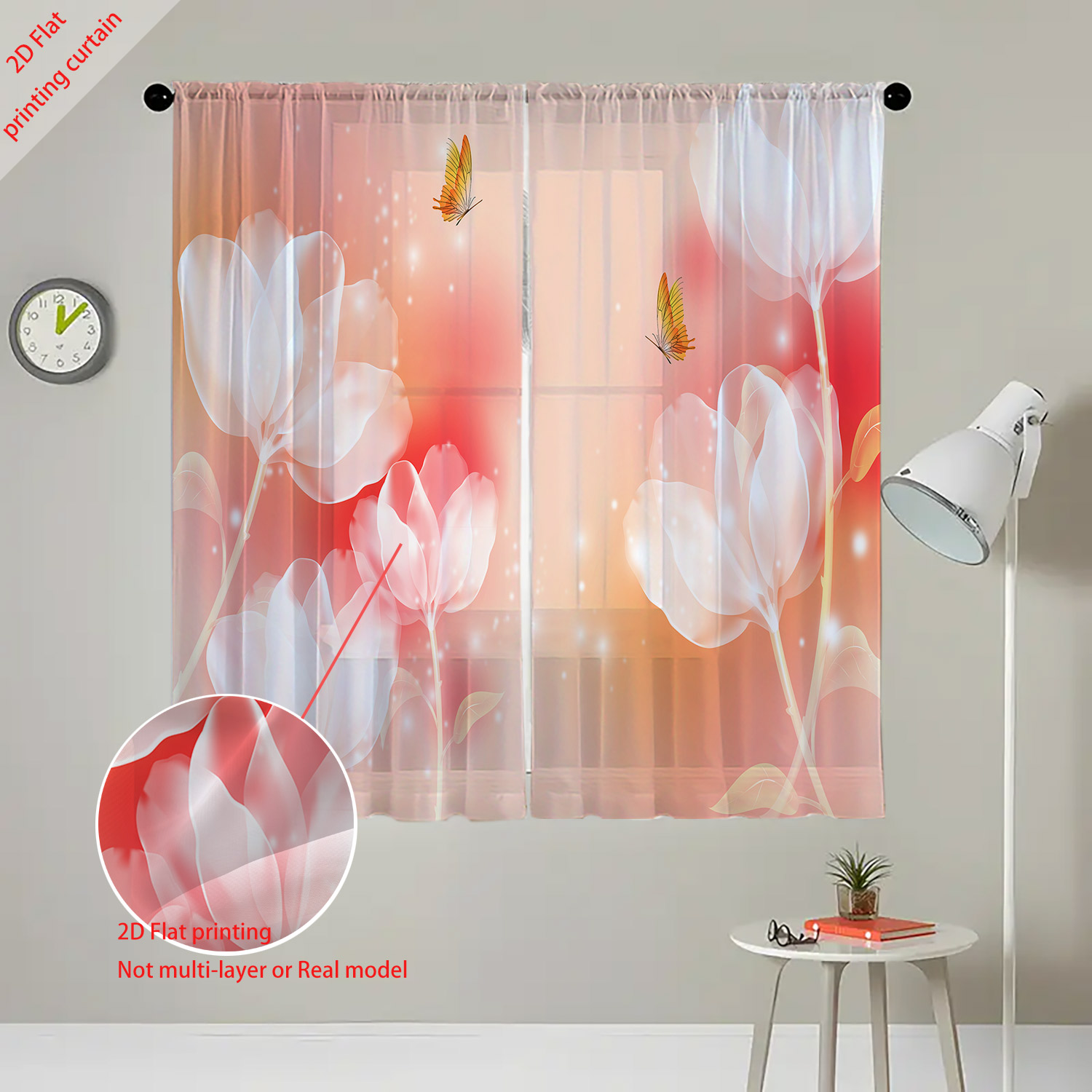 Purple Flower Printed Transpar - Home Office Youtube 评论和价格