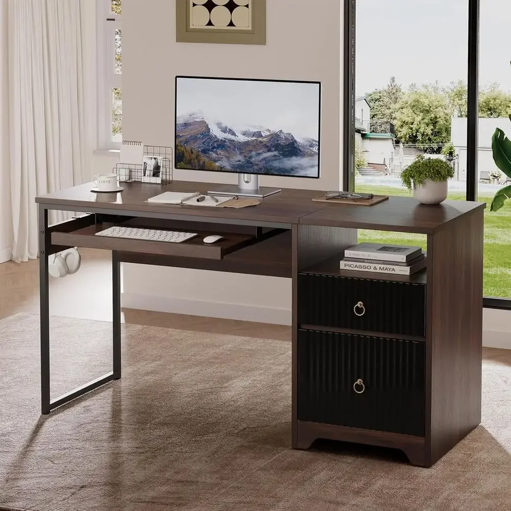 55 Cherry Wood Computer Desk w - Letter Tray Desk 评论和价格