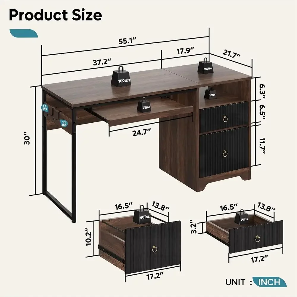 55 Cherry Wood Computer Desk w - Letter Tray Desk 评论和价格