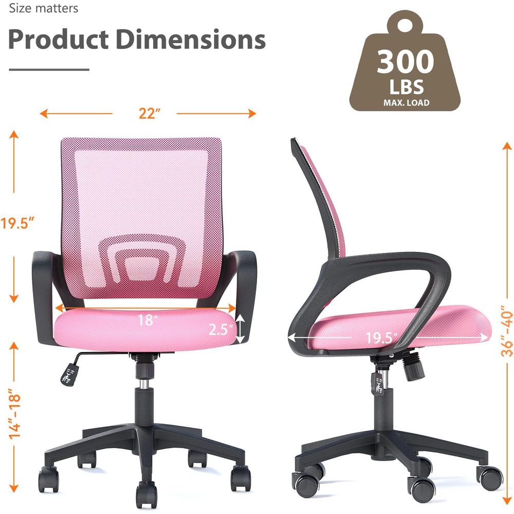 Pink Ergonomic Mesh Office Cha - Home Office Chair 评论和价格