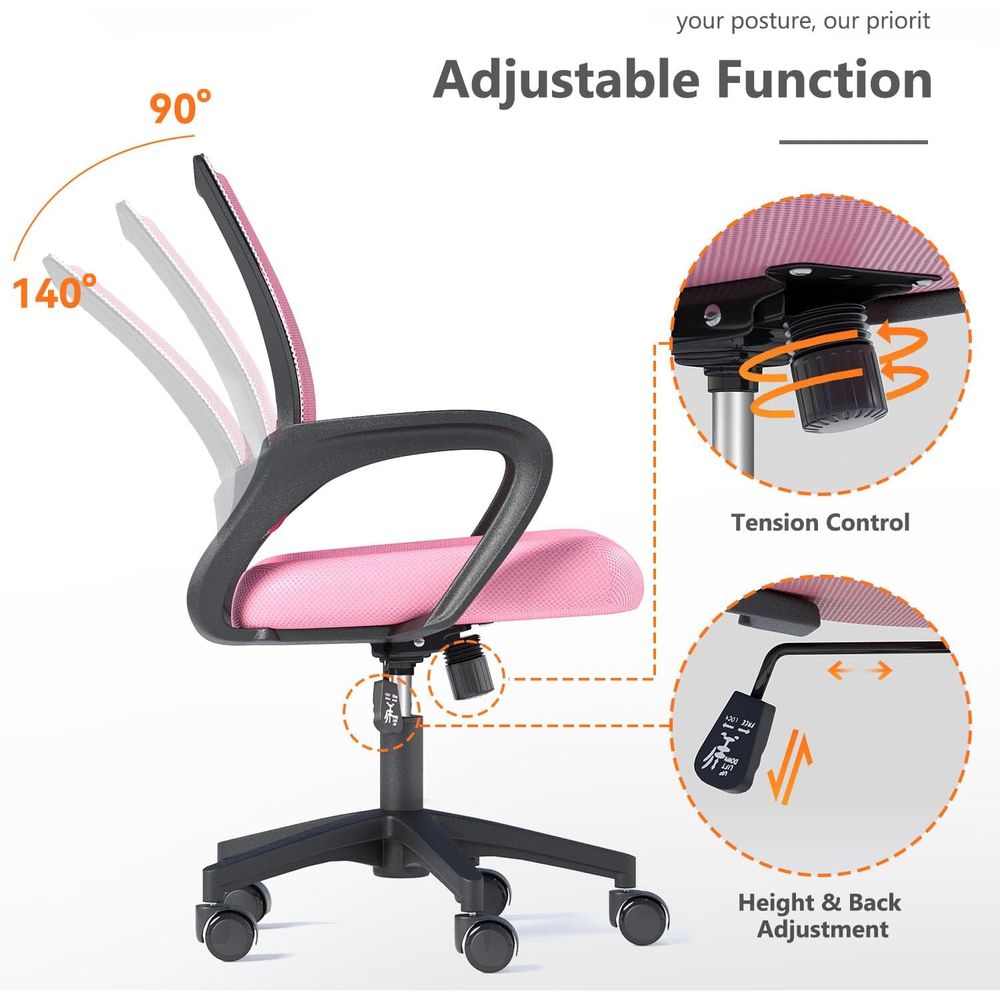 Pink Ergonomic Mesh Office Cha - Home Office Chair 评论和价格